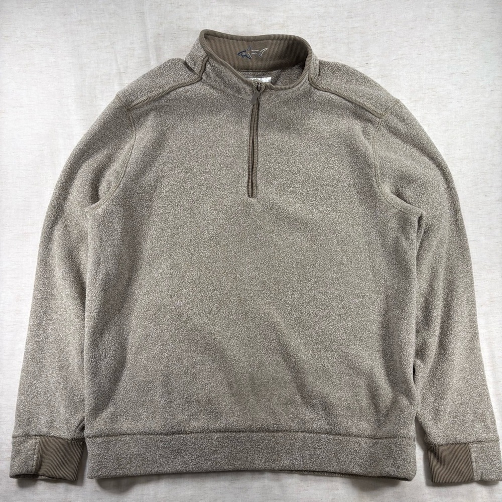 Greg Norman Gray M 1/4 Zip Mock Neck Knit Pullover Sweater Men Shark Logo